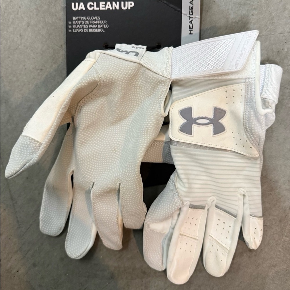 Under Armour White Batting Gloves
